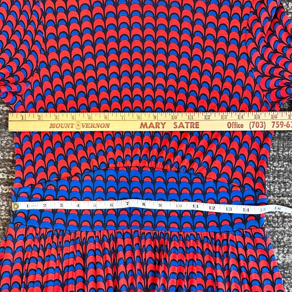 Boden Thea Long Sleeve Midi Dress Size 8 Regular Red Blue Modern Geometric Print - Picture 11 of 15